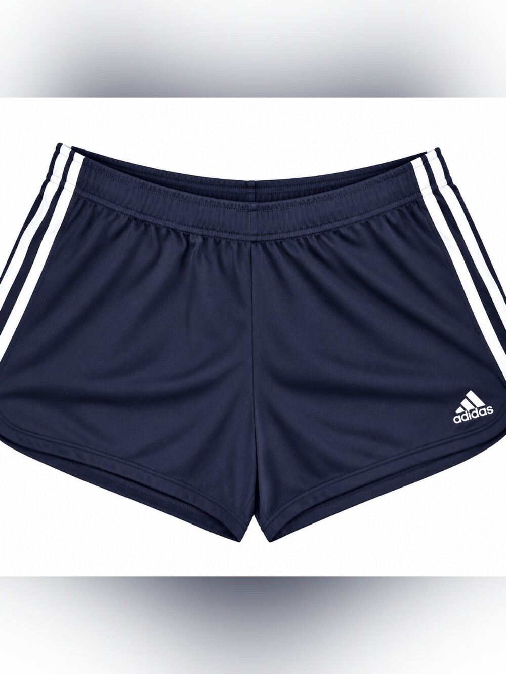 Adidas Navy Blue 3-Stripe Classic Athletic Running Shorts - Size Medium